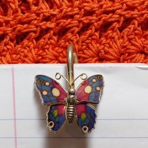 Vintage GP, Enameled Butterfly with Brass Bookmark
